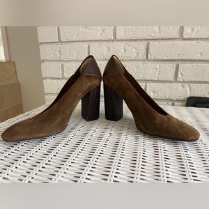 Free People Take Heart Block Heel Suede Pumps